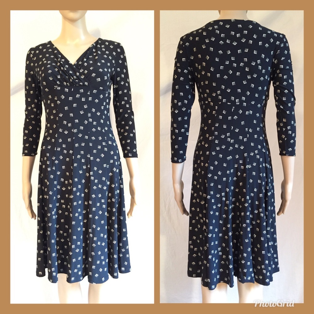 Ralph Lauren Black and White 3/4 slv. dress - Picture 1 of 5
